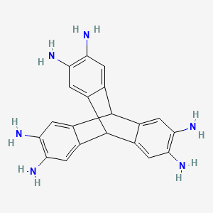 molecular formula C20H20N6 B3099280 2,3,6,7,14,15-Hexaaminotriptycene hexahydrochloride CAS No. 1353682-29-7
