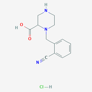molecular formula C13H16ClN3O2 B3099314 1-(2-Cyanobenzyl)piperazine-2-carboxylic acid hydrochloride CAS No. 1353943-58-4