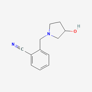 molecular formula C12H14N2O B3099317 2-((3-Hydroxypyrrolidin-1-yl)methyl)benzonitrile CAS No. 1353945-70-6