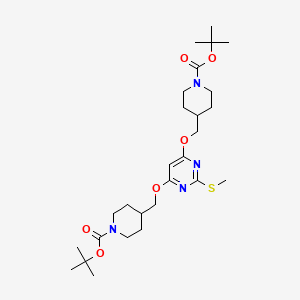 molecular formula C27H44N4O6S B3099324 Di-tert-butyl 4,4'-(((2-(methylthio)pyrimidine-4,6-diyl)bis(oxy))bis(methylene))bis(piperidine-1-carboxylate) CAS No. 1353948-09-0