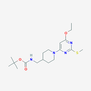 molecular formula C18H30N4O3S B3099345 tert-Butyl ((1-(6-ethoxy-2-(methylthio)pyrimidin-4-yl)piperidin-4-yl)methyl)carbamate CAS No. 1353958-12-9