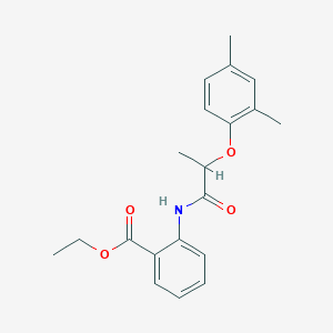 molecular formula C20H23NO4 B309935 Ethyl 2-{[2-(2,4-dimethylphenoxy)propanoyl]amino}benzoate 