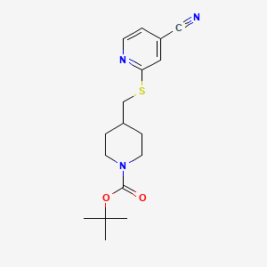 molecular formula C17H23N3O2S B3099352 tert-Butyl 4-(((4-cyanopyridin-2-yl)thio)methyl)piperidine-1-carboxylate CAS No. 1353958-91-4