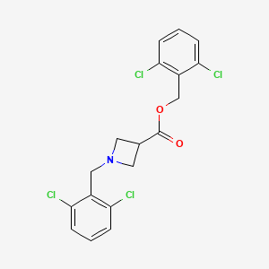 molecular formula C18H15Cl4NO2 B3099368 2,6-Dichlorobenzyl 1-(2,6-dichlorobenzyl)azetidine-3-carboxylate CAS No. 1353959-32-6