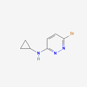 molecular formula C7H8BrN3 B3099386 (6-溴-吡哒嗪-3-基)-环丙胺 CAS No. 1353972-18-5