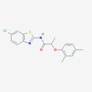 molecular formula C18H17ClN2O2S B309939 N-(6-chloro-1,3-benzothiazol-2-yl)-2-(2,4-dimethylphenoxy)propanamide 