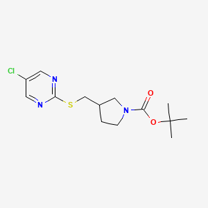 molecular formula C14H20ClN3O2S B3099394 tert-Butyl 3-(((5-chloropyrimidin-2-yl)thio)methyl)pyrrolidine-1-carboxylate CAS No. 1353972-20-9