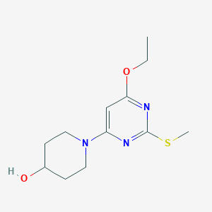 molecular formula C12H19N3O2S B3099430 1-(6-Ethoxy-2-(methylthio)pyrimidin-4-yl)piperidin-4-ol CAS No. 1353977-36-2