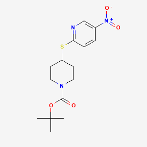 molecular formula C15H21N3O4S B3099470 tert-Butyl 4-((5-nitropyridin-2-yl)thio)piperidine-1-carboxylate CAS No. 1353981-45-9