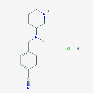 molecular formula C14H20ClN3 B3099490 4-((Methyl(piperidin-3-yl)amino)methyl)benzonitrile hydrochloride CAS No. 1353989-72-6