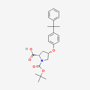 molecular formula C25H31NO5 B3099574 (2S,4S)-1-(Tert-butoxycarbonyl)-4-[4-(1-methyl-1-phenylethyl)phenoxy]-2-pyrrolidinecarboxylic acid CAS No. 1354485-42-9