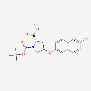 molecular formula C20H22BrNO5 B3099579 (2S,4S)-4-[(6-溴-2-萘基)氧基]-1-(叔丁氧羰基)-2-吡咯烷羧酸 CAS No. 1354485-67-8