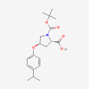 molecular formula C19H27NO5 B3099620 (2S,4S)-1-(叔丁氧羰基)-4-(4-异丙基苯氧基)-2-吡咯烷羧酸 CAS No. 1354486-32-0