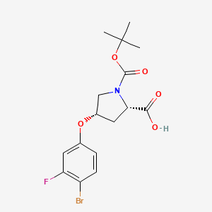 molecular formula C16H19BrFNO5 B3099638 (2S,4S)-4-(4-Bromo-3-fluorophenoxy)-1-(tert-butoxycarbonyl)-2-pyrrolidinecarboxylic acid CAS No. 1354486-45-5