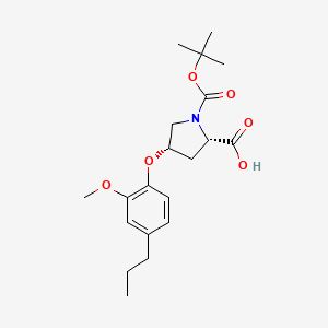 molecular formula C20H29NO6 B3099644 (2S,4S)-1-(Tert-butoxycarbonyl)-4-(2-methoxy-4-propylphenoxy)-2-pyrrolidinecarboxylic acid CAS No. 1354486-65-9