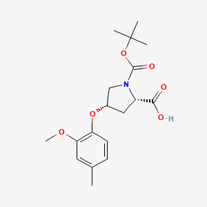 molecular formula C18H25NO6 B3099655 (2S,4S)-1-(叔丁氧羰基)-4-(2-甲氧基-4-甲基苯氧基)-2-吡咯烷羧酸 CAS No. 1354486-73-9