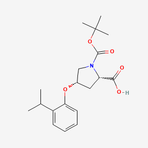 molecular formula C19H27NO5 B3099656 (2S,4S)-1-(叔丁氧羰基)-4-(2-异丙基苯氧基)-2-吡咯烷羧酸 CAS No. 1354486-75-1