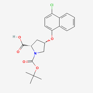molecular formula C20H22ClNO5 B3099690 (2S,4S)-1-(Tert-butoxycarbonyl)-4-[(4-chloro-1-naphthyl)oxy]-2-pyrrolidinecarboxylic acid CAS No. 1354487-47-0