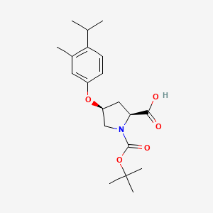 molecular formula C20H29NO5 B3099703 (2S,4S)-1-(Tert-butoxycarbonyl)-4-(4-isopropyl-3-methylphenoxy)-2-pyrrolidinecarboxylic acid CAS No. 1354487-85-6