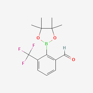 molecular formula C14H16BF3O3 B3099959 2-(4,4,5,5-Tetramethyl-1,3,2-dioxaborolan-2-yl)-3-(trifluoromethyl)benzaldehyde CAS No. 1356948-22-5