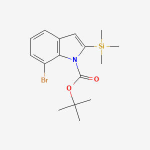 molecular formula C16H22BrNO2Si B3100056 叔丁基 7-溴-2-(三甲基甲硅烷基)-1H-吲哚-1-甲酸酯 CAS No. 1359828-88-8