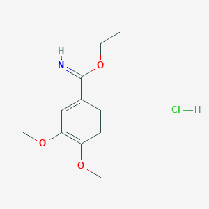 molecular formula C11H16ClNO3 B3100086 Ethyl 3,4-dimethoxybenzene-1-carboximidate hydrochloride CAS No. 13602-19-2