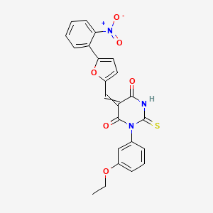 1-(3-Ethoxyphenyl)-5-[[5-(2-nitrophenyl)furan-2-yl]methylidene]-2-sulfanylidene-1,3-diazinane-4,6-dione