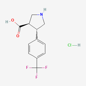 molecular formula C12H13ClF3NO2 B3100188 trans-4-(4-(Trifluoromethyl)phenyl)pyrrolidine-3-carboxylic acid hydrochloride CAS No. 1363404-65-2