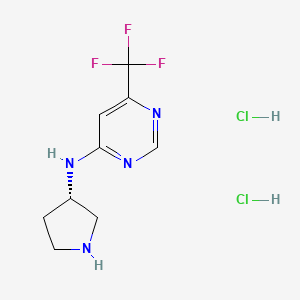 molecular formula C9H13Cl2F3N4 B3100229 N-[(3S)-Pyrrolidin-3-yl]-6-(trifluoromethyl)-pyrimidin-4-amine dihydrochloride CAS No. 1365936-89-5