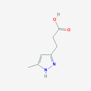 molecular formula C7H10N2O2 B3100321 3-(3-methyl-1H-pyrazol-5-yl)propanoic acid CAS No. 1367702-76-8