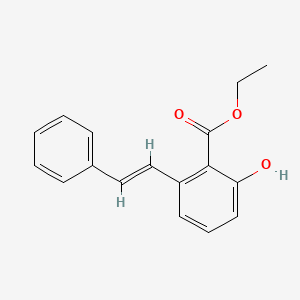 molecular formula C17H16O3 B3100383 Ethyl 2-hydroxy-6-[(E)-2-phenylethenyl]benzoate CAS No. 136819-94-8