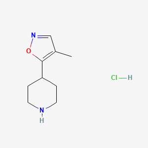 molecular formula C9H15ClN2O B3100397 4-(4-Methylisoxazol-5-yl)piperidine hydrochloride CAS No. 1368379-08-1