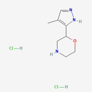 molecular formula C8H15Cl2N3O B3100399 2-(4-甲基-1H-吡唑-3-基)吗啉二盐酸盐 CAS No. 1368387-09-0
