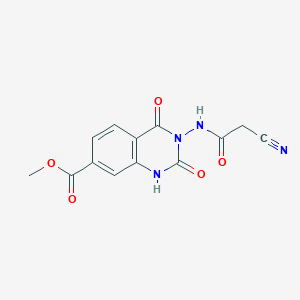 molecular formula C13H10N4O5 B3100519 Methyl 3-[(cyanoacetyl)amino]-2,4-dioxo-1,2,3,4-tetrahydroquinazoline-7-carboxylate CAS No. 1370598-21-2