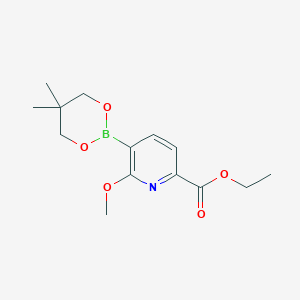 molecular formula C14H20BNO5 B3100614 Ethyl 5-(5,5-dimethyl-1,3,2-dioxaborinan-2-yl)-6-methoxypicolinate CAS No. 1373126-40-9