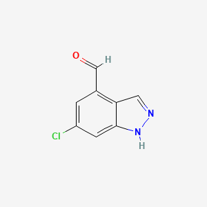 molecular formula C8H5ClN2O B3100638 6-Chloro-1H-indazole-4-carbaldehyde CAS No. 1373223-78-9