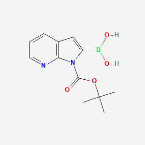 molecular formula C12H15BN2O4 B3100651 [1-(叔丁氧羰基)-1H-吡咯并[2,3-B]吡啶-2-基]硼酸 CAS No. 1373273-49-4