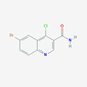 molecular formula C10H6BrClN2O B3100764 6-Bromo-4-chloroquinoline-3-carboxamide CAS No. 1374868-94-6