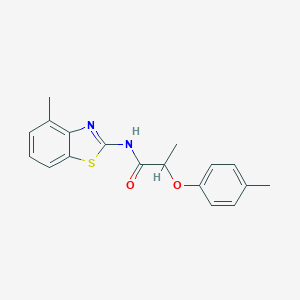 molecular formula C18H18N2O2S B310087 N-(4-methyl-1,3-benzothiazol-2-yl)-2-(4-methylphenoxy)propanamide 