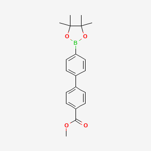 molecular formula C20H23BO4 B3100989 4'-(4,4,5,5-四甲基-1,3,2-二氧杂硼烷-2-基)-[1,1'-联苯]-4-甲酸甲酯 CAS No. 1381957-27-2