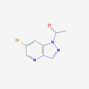 molecular formula C8H6BrN3O B3101065 1-(6-bromo-1H-pyrazolo[4,3-b]pyridin-1-yl)ethanone CAS No. 1383735-65-6