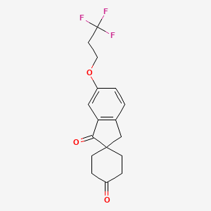 molecular formula C17H17F3O3 B3101072 6'-(3,3,3-Trifluoropropoxy)spiro[cyclohexane-1,2'-indene]-1',4(3'H)-dione CAS No. 1383985-46-3