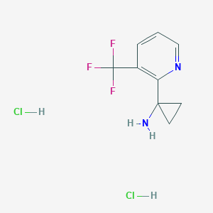 molecular formula C9H10ClF3N2 B3101103 1-(3-(Trifluoromethyl)pyridin-2-yl)cyclopropanamine dihydrochloride CAS No. 1384265-51-3
