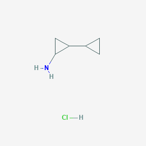 molecular formula C6H12ClN B3101112 2-Cyclopropylcyclopropan-1-amine hydrochloride CAS No. 1384428-88-9