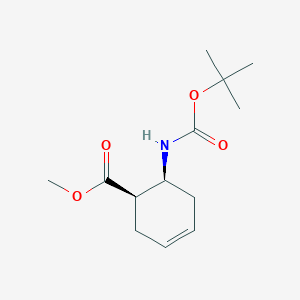 molecular formula C13H21NO4 B3101124 (1R,6S)-rel-Methyl 6-((tert-butoxycarbonyl)amino)cyclohex-3-enecarboxylate CAS No. 1384485-24-8