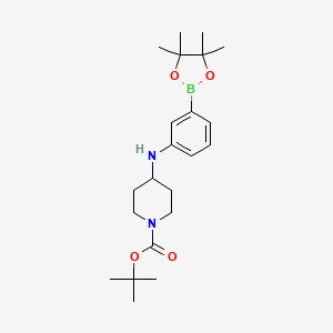 molecular formula C22H35BN2O4 B3101138 叔丁基 4-((3-(4,4,5,5-四甲基-1,3,2-二氧杂硼环-2-基)苯基)氨基)哌啶-1-羧酸酯 CAS No. 1385016-81-8