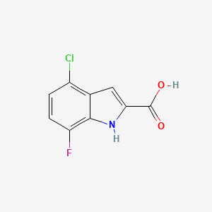 molecular formula C9H5ClFNO2 B3101219 4-chloro-7-fluoro-1H-indole-2-carboxylic acid CAS No. 1388049-76-0