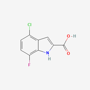 molecular formula C9H5ClFNO2 B3101219 4-氯-7-氟-1H-吲哚-2-羧酸 CAS No. 1388049-76-0