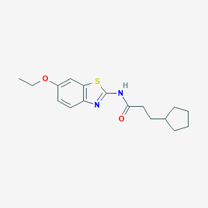 molecular formula C17H22N2O2S B310128 3-cyclopentyl-N-(6-ethoxy-1,3-benzothiazol-2-yl)propanamide 