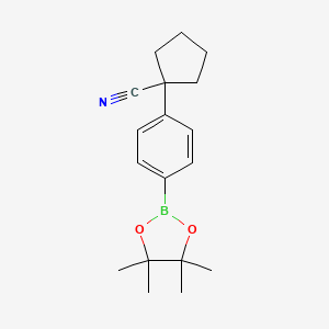 molecular formula C18H24BNO2 B3101615 1-(4-(4,4,5,5-Tetramethyl-1,3,2-dioxaborolan-2-yl)phenyl)cyclopentanecarbonitrile CAS No. 1396776-57-0
